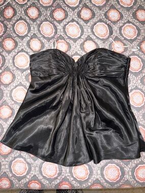 Laundry By Shelli Segal Black Strapless Satin Bustier Top